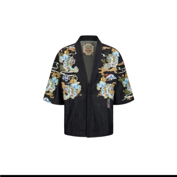 Evisu Komainu Denim Kimono NWOT - Picture 12 of 13